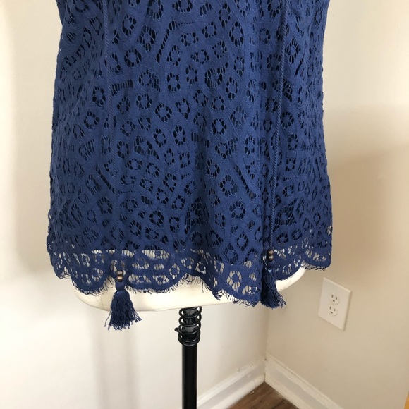 Romeo & Juliette lace tassel ties tank navy medium - Picture 4 of 11